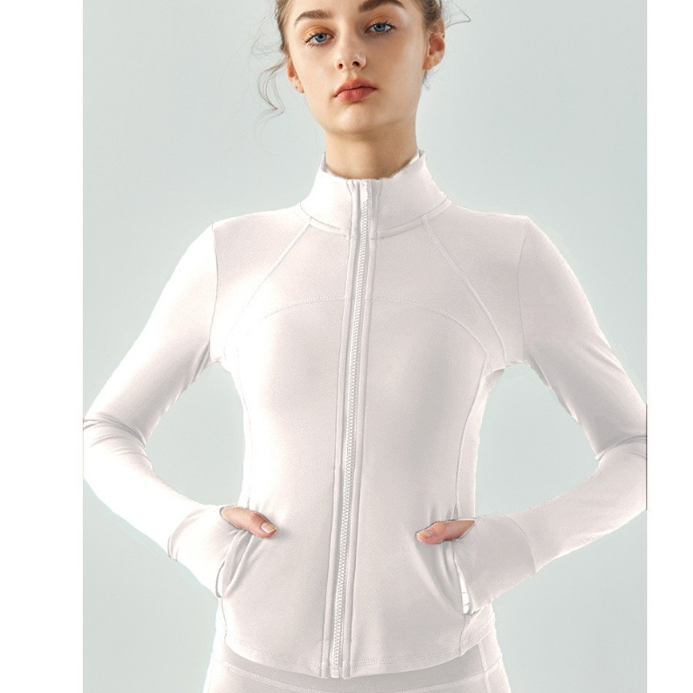 Novo Terno De Yoga Nu De Secagem Rápida De Gola Alta Manga Comprida Emagrecimento E Modelagem Antiderrapante Zíper Jaqueta Esportiva De Fitness Para Mulher