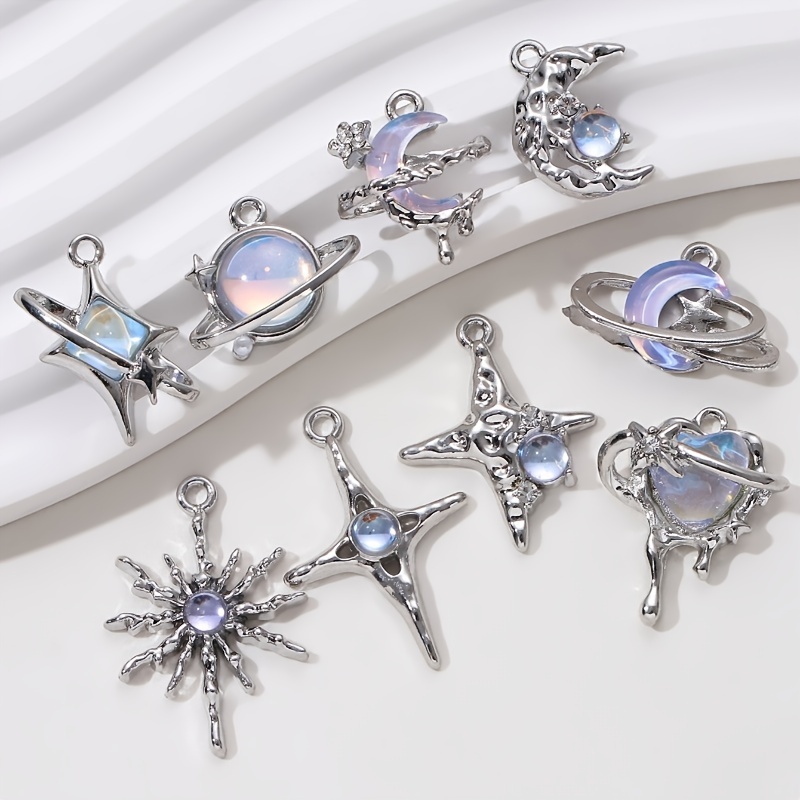 5 Pçs Nova Estrela Lua Coração Encantos Moda Estilo Y2k Pingentes Para Fazer Descobertas Jóias Artesanais