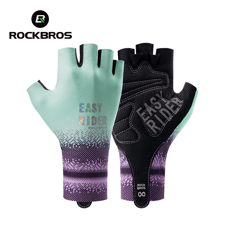 ROCKBROS Luvas De Bicicleta Absorção De Choque Ciclismo De Seda Gelo Meio Dedo Feminino Mountain Road Bike Curto em Oferta na Shopee