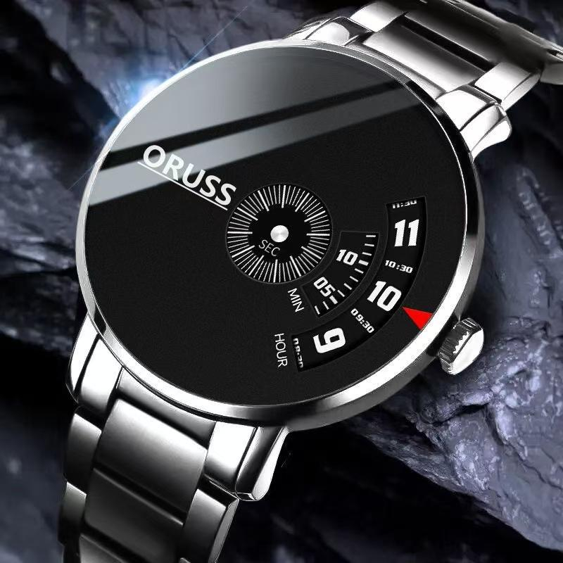 ORUSS Original masculino de aço inoxidável luxo à prova dwaterproof água única m