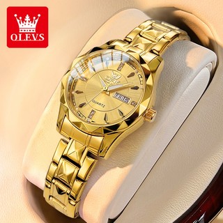OLEVS 8151 Relógio feminino original de aço inoxidável luminoso à prova d