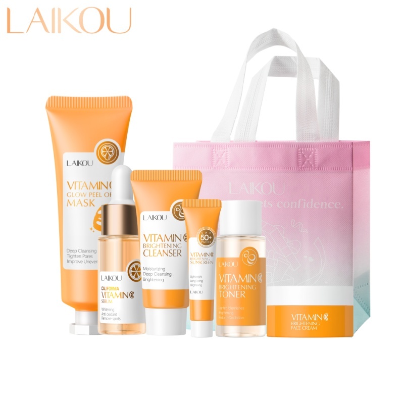 LAIKOU Vitamina C Conjunto De Cuidados Com A Pele Anti-Oxidação Iluminar O Tom Da Linhas Finas Suaves Reduzir Manchas Escuras Presente De Aniversário De Natal Ideal Para Viagens - Beauty