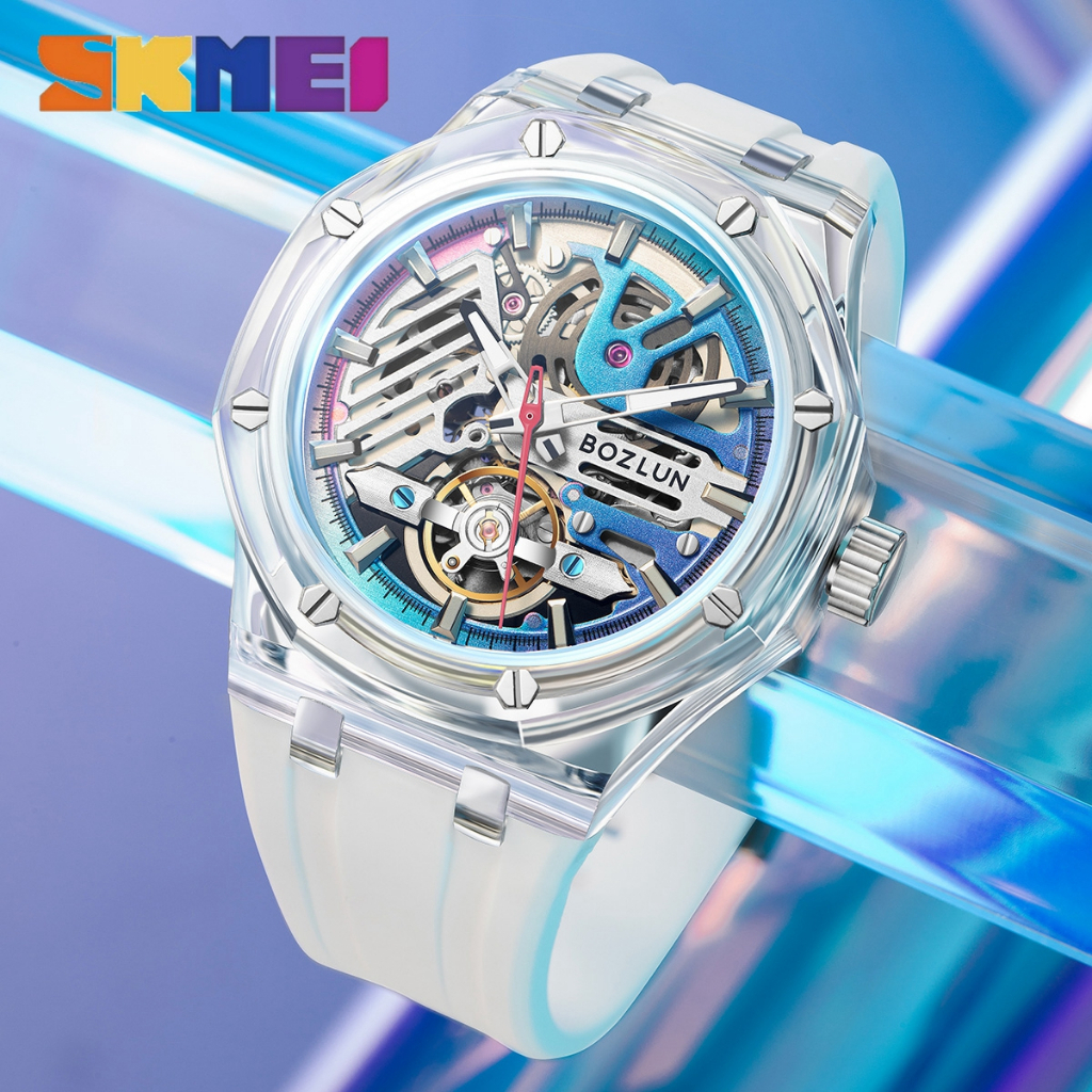 SKMEI Fashion Hollow 3D Geométrico Relógio Mecânico