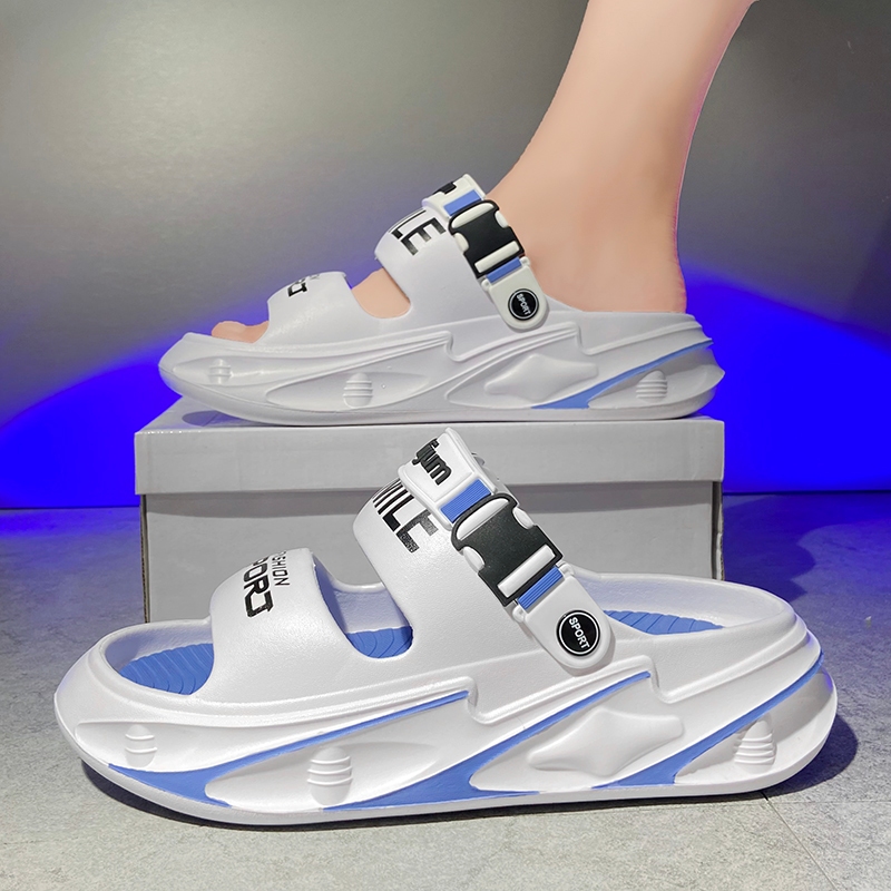 Sandálias Masculinas Verão Fora Usar Antiderrapante Pisando Merda Sentido Adolescente Basquete Esportes Tamanho Grande Dois Chinelos De Praia De Fundo Grosso em Oferta na Shopee