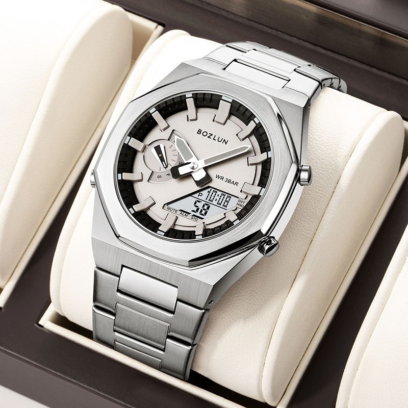 SKMEI BOZLUN metal Moda Dupla Exibição De Tempo digital LED Relógio De Luz Noturna Para Homens E Mulheres Esportivo