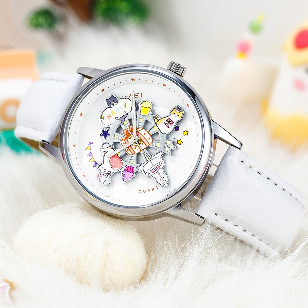 SKMEI Novo Estilo De Relógio De Moda , Esportivo Feminino À Prova D'água Criativo De Gato Fofo De Desenho Animado