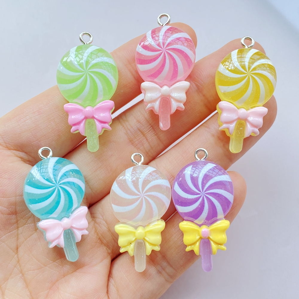 8 peças de pingentes de pirulito coloridos fofos, pingentes de resina para fazer joias, brincos de chaveiro de pulseira, suprimentos de artesanato faça você mesmo, acessórios temáticos de festa de dia dos namorados