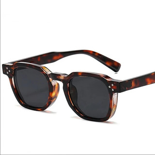 Moda Vintage Rebite Oval Óculos De Sol Feminino Masculino Leopardo