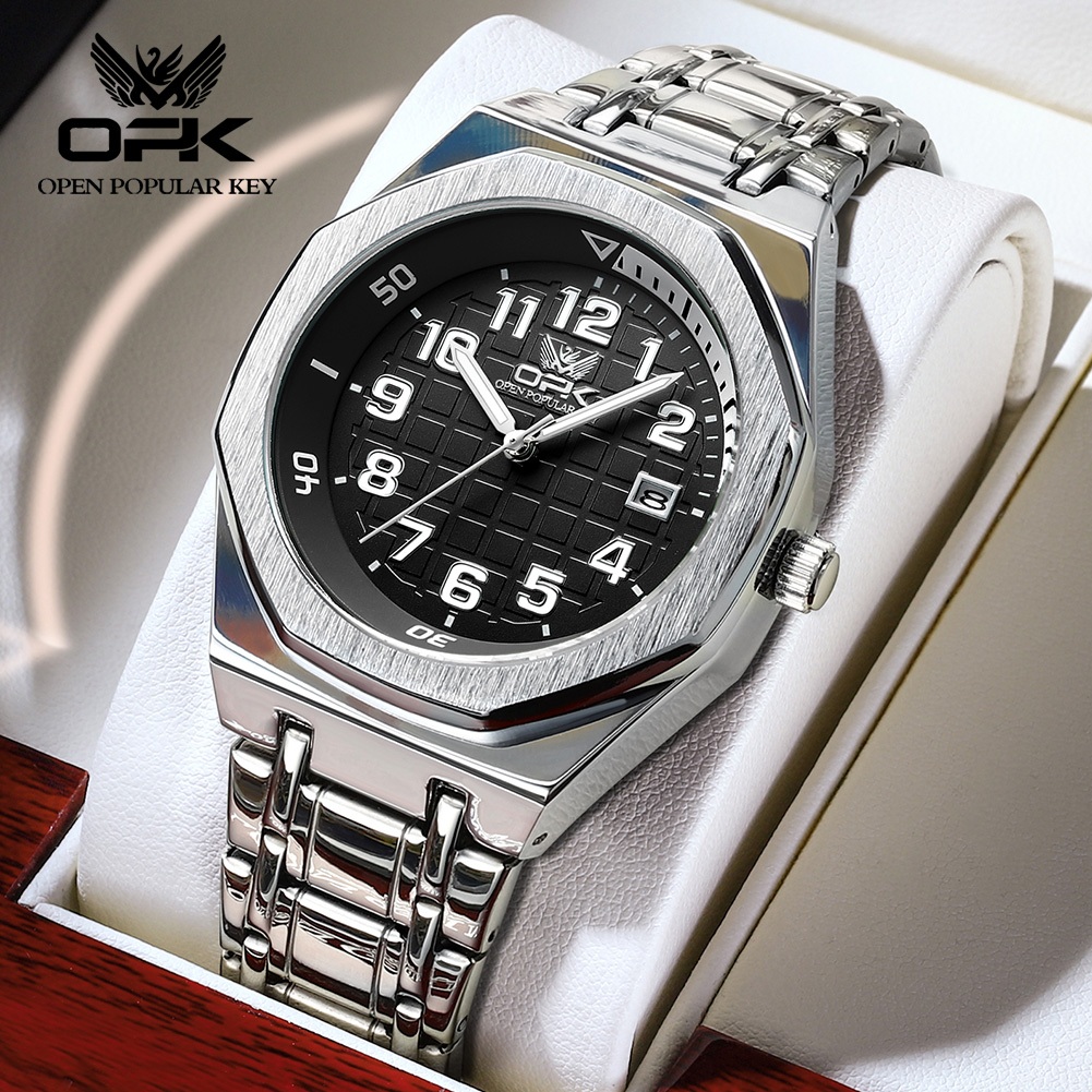 OLEVS OPK 8158 relógio masculino relogio de negócios de data a prova d água orient de aço inoxidável - Watches