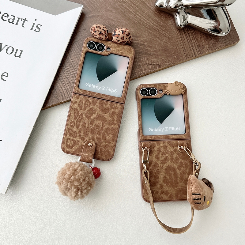 Capa Galaxy Z Flip7FE Para Samsung Flip 7 FE 6 5 4 3 Padrão De Leopardo DIY Bola