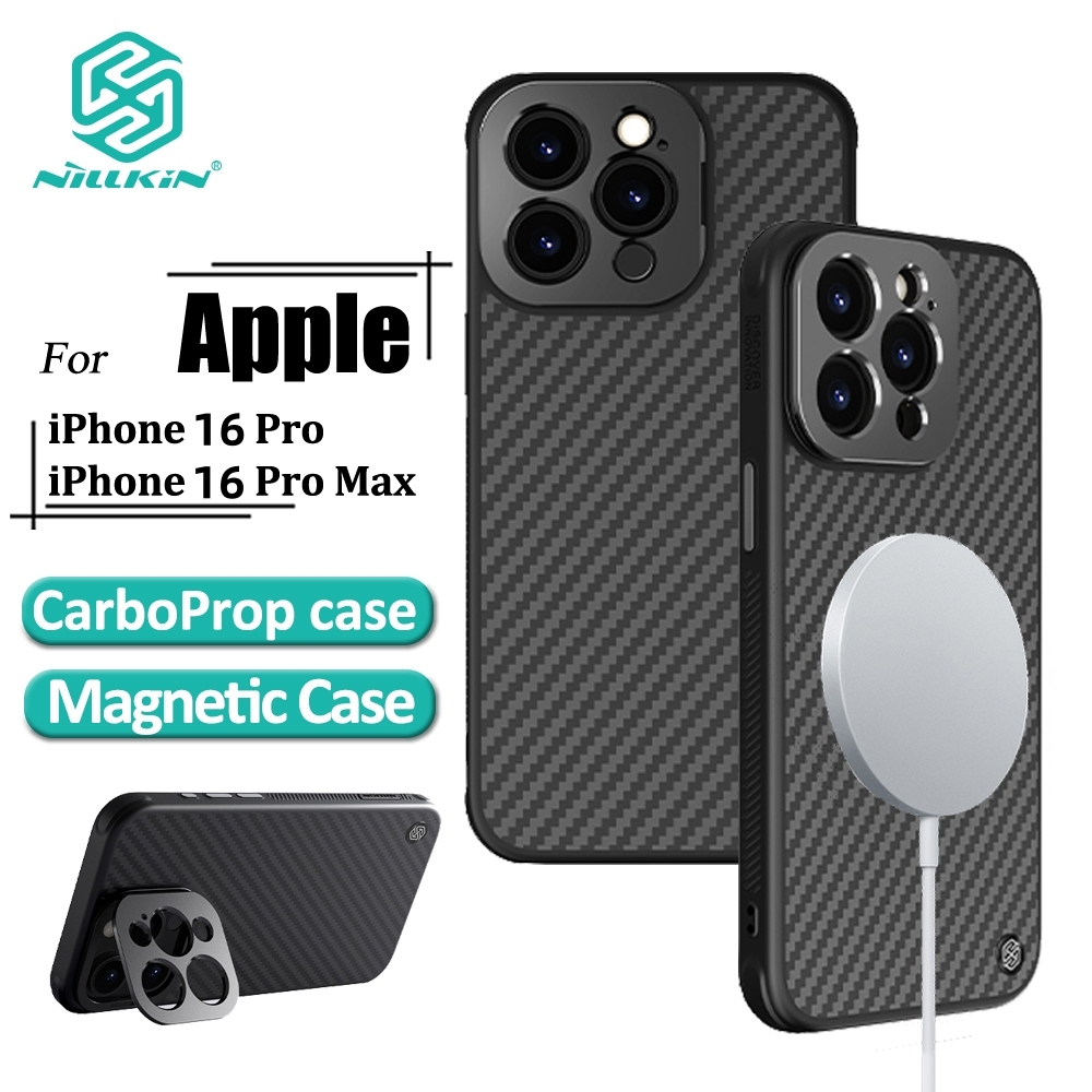 Nillkin CarboProp Capa Magnética Para iPhone 16 Pro Max Lente Flip Cover Fibra De Aramida + TPU - Mobile & Gadgets