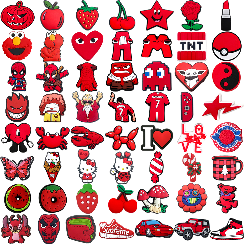 56 Estilos Da Coleção Vermelha MEIDJ Amuletos De Sapato Sandálias Pingente Botão Tamanco Alfinetes Presentes Para Amigos