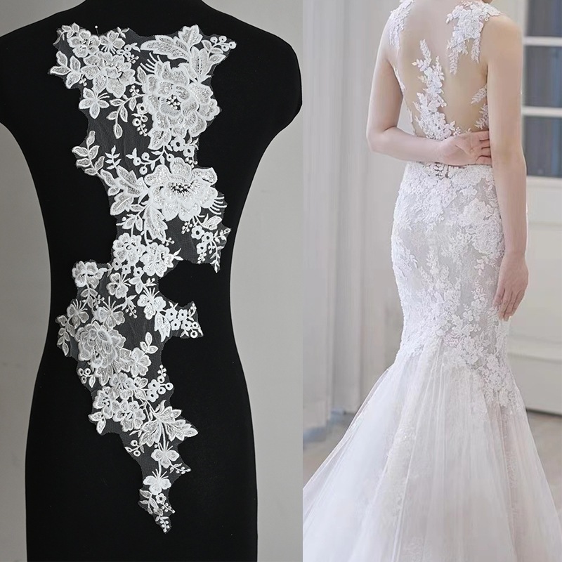 Remendo Bordado Branco De 1 Peça Para Acessórios De Tecido RepaiR De Vestido De Casamento