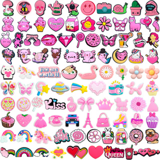 100 Estilos Venda Quente Rosa Meninas Tênis Encantos Sandálias Pingente Botão Original Sapato Tamanco Pinos Presentes Pa em Oferta na Shopee