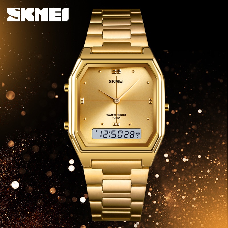 SKMEI 1612 Relógio De Quartzo De Luxo Para Mulheres À Prova D'água Duplo Tempo Esportivo Pulso Digital Feminino