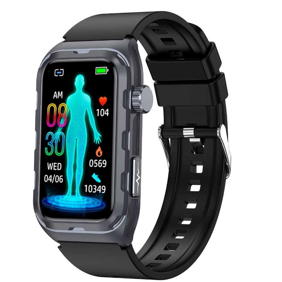 2025 Novo ECG Não Invasivo Glicose No Sangue Smartwatch Relógio Inteligente AMOLED Terapia De Pulso Monitoramento De Saú