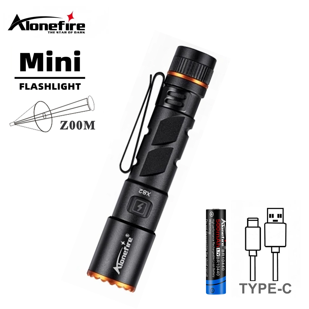 Alonefire X82 Zoom Mini EDC High Bright XPG LED Caneta Lanterna USB Recarregável Ímã Pequena Tocha Luz De Acampamento Ao