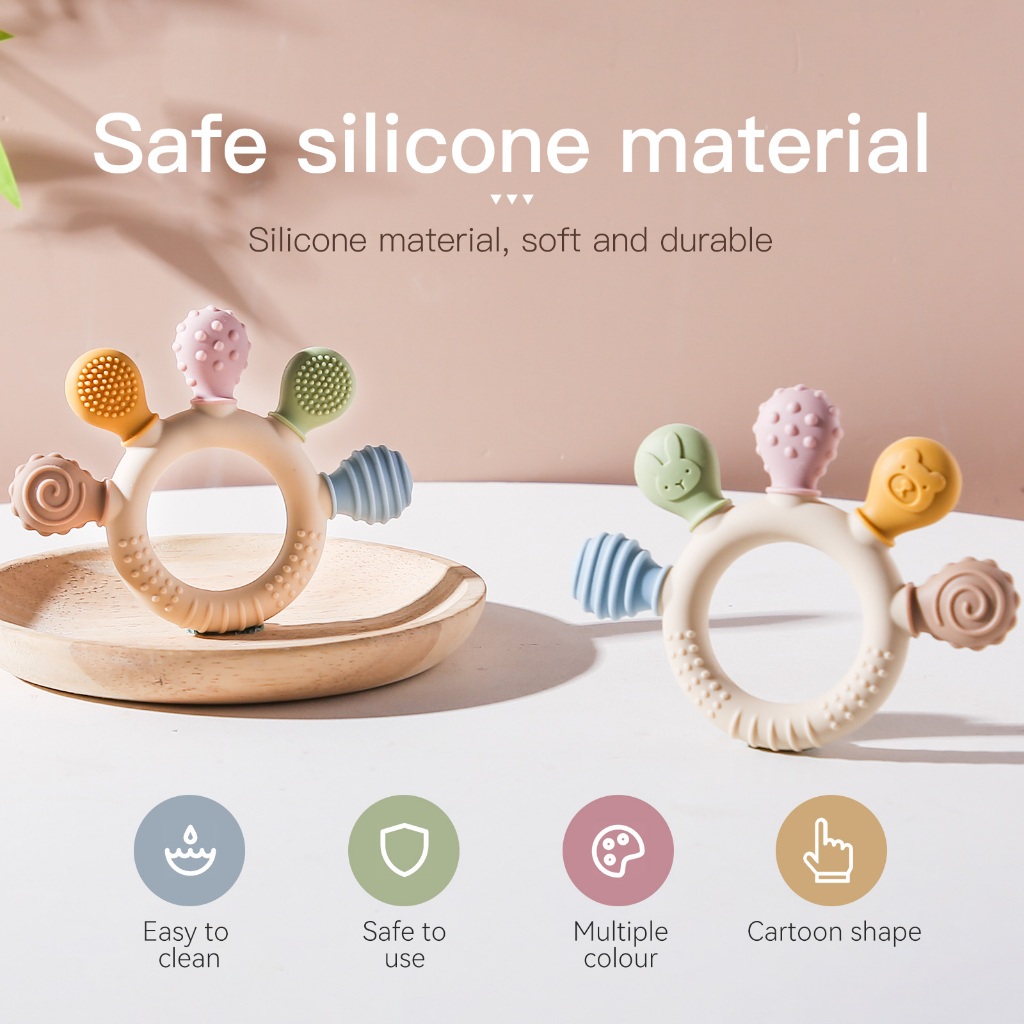 Bebê Silicone Mordedor Forma Animal Molar Brinquedos Calmante Dentição Mordida Brinquedo BPA Livre Produto Comestível