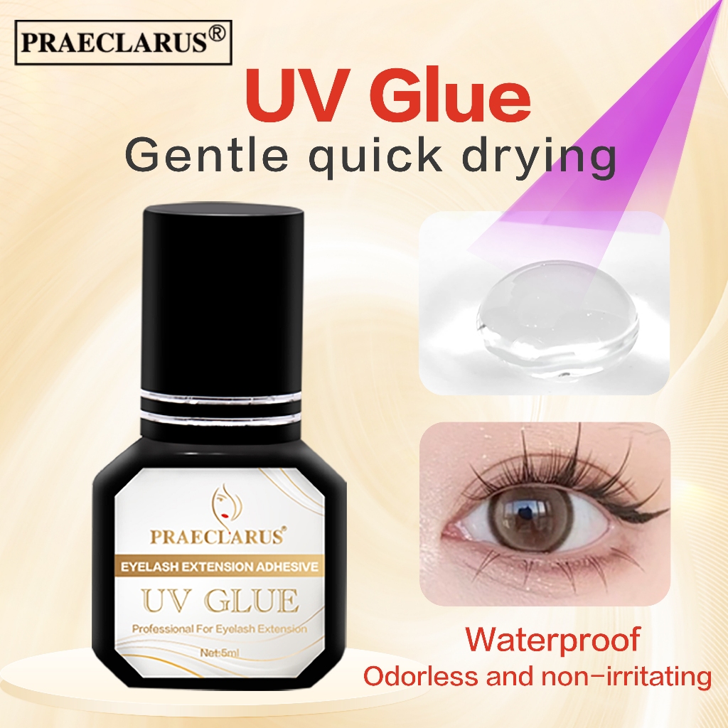 PRAECLARUS UV/LED Cola Para Cílios Profissional De Secagem Rápida E Baixa Irritação Extensão De Adesivo De Longa Duração em Oferta na Shopee