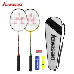 Kawasaki 2PCS Badminton Rackets UP-0160 Com Shuttleccoks De 3pcs + 1 Bag + 2 Grip Aluminum Para Iniciantes E Estudantes Strung