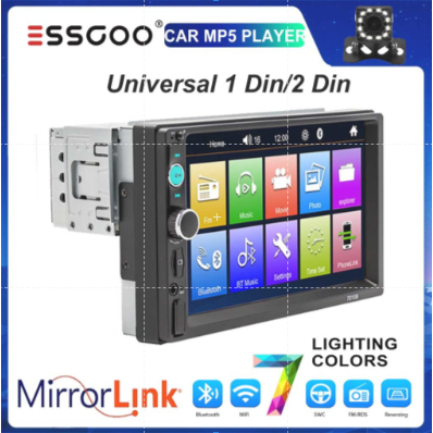 ESSGOO 7018B Rádio Do Carro Bluetooth 7 Polegada 1 Din/2 Universal Multimídia MP5 Player Suporte Espelho Ligação USB/TF/