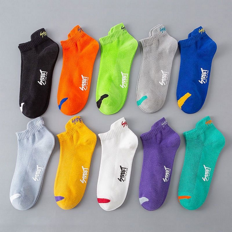 D435 Meias masculinas de estilo fino desodorante de corte baixo, meias esportivas de malha da moda à prova de suor para