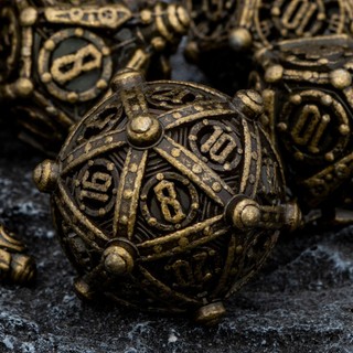 7 Pcs Bronze D E Dungeons and Dragons Pathfinder Jogo De Dramatização De Mesa DND Conjunto De Dados De Metal RPG Poliédr