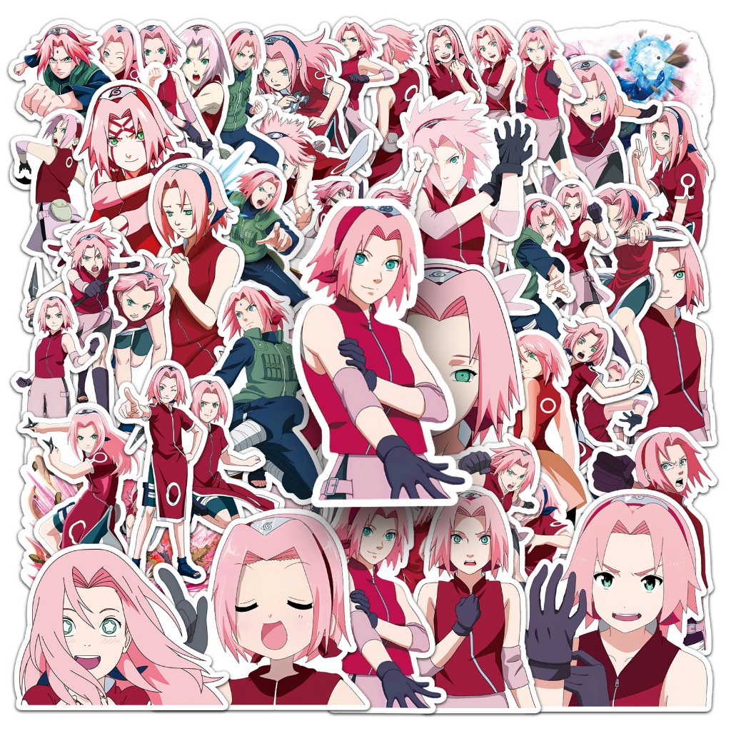50 Peças Adesivos Naruto Sakura Haruno diy/À Prova D'água/Ornamento/Interesse Infantil/Pasta Fácil/Presente Fofo