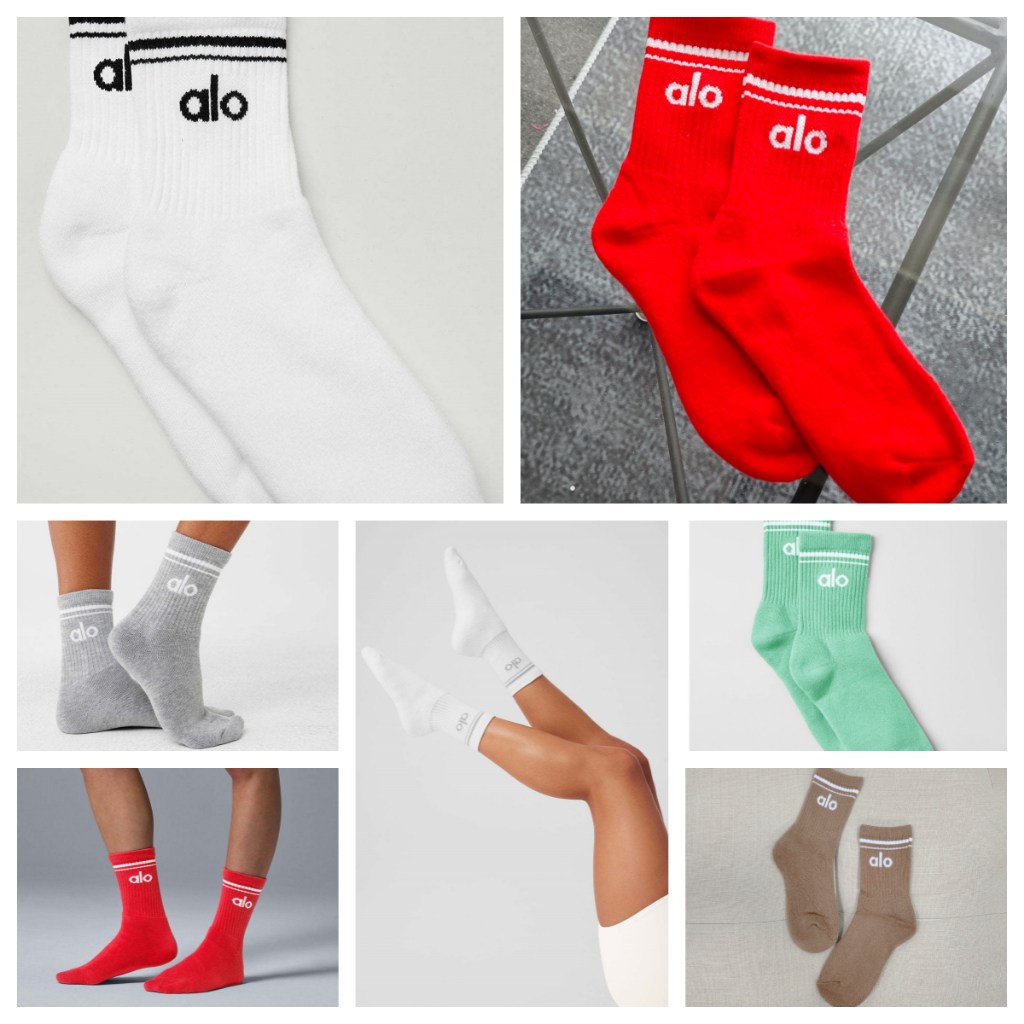 A.l.o yoga cano médio cor sólida Casual moda meias de rua unissex mesmo estilo