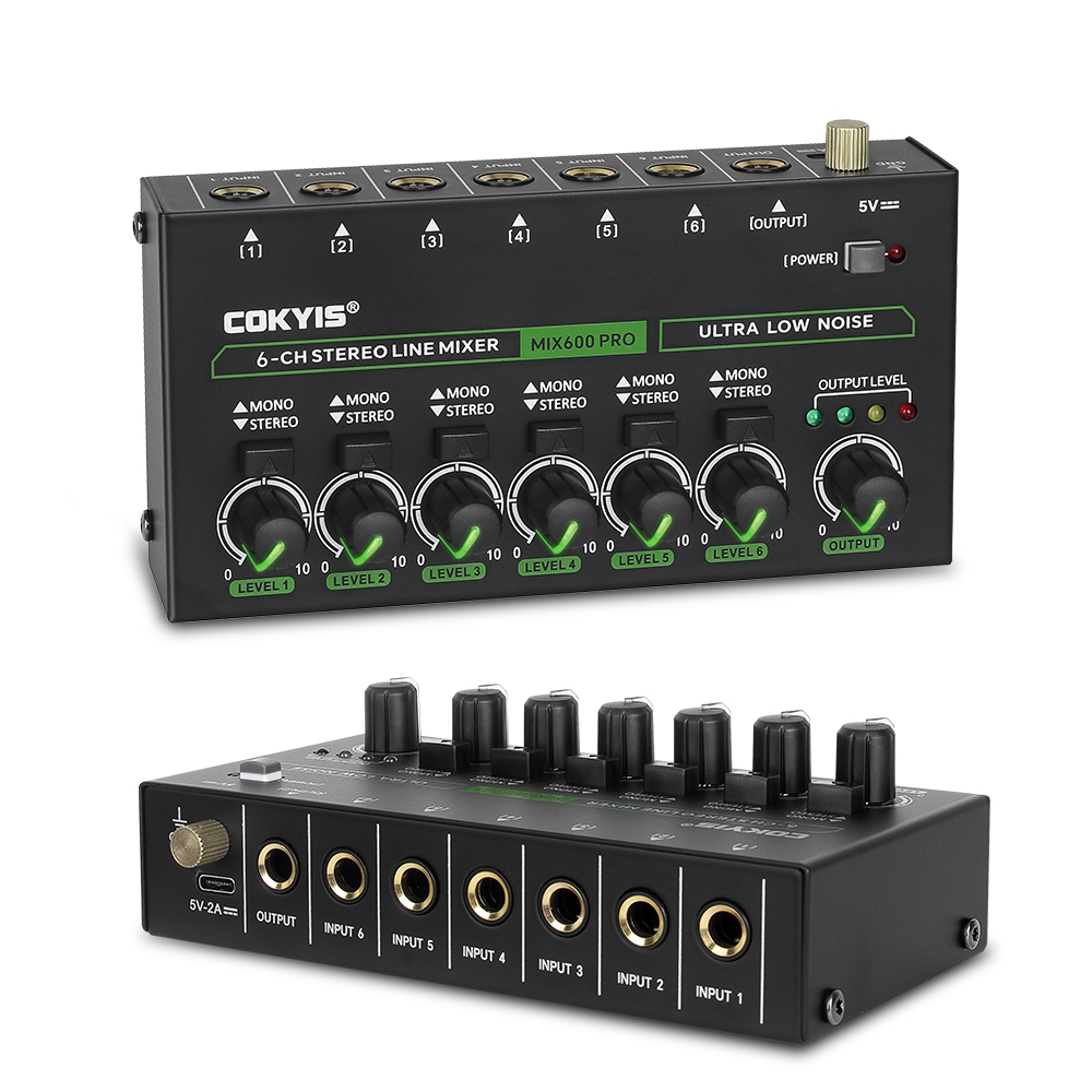 Mini Mixer De Áudio Estéreo 4/6/10 Canais/Mono 6.35 Mm Plugue Ue Para Amplificador De Volume De Guitarras De Microfone