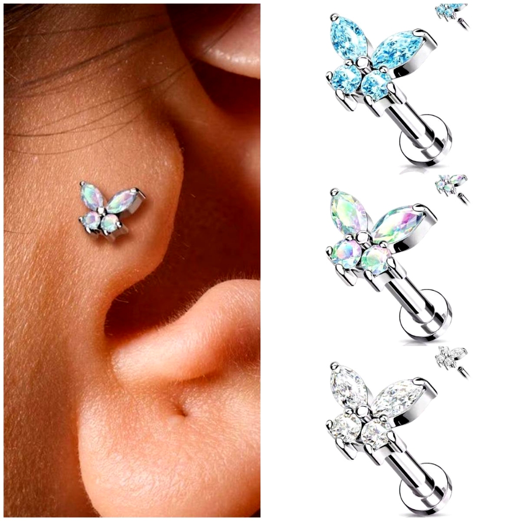 Joias De Punção Corporal Em Liga De Titânio , Dentes Internos , Olho De Cavalo , Incrustação De Pedra , Orelha De Borbol em Oferta na Shopee