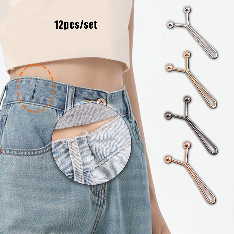 [Yunyuan] 12 Unidades/Conjunto Aperte A Cintura Da Calça Clipe Em Forma De U Ajustar O De Bola De Aço Das Calças Fixe Fi em Oferta na Shopee