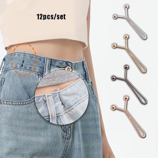 [Yunyuan] 12 Unidades/Conjunto Aperte A Cintura Da Calça Clipe Em Forma De U Ajustar O De Bola De Aço Das Calças Fixe Fi
