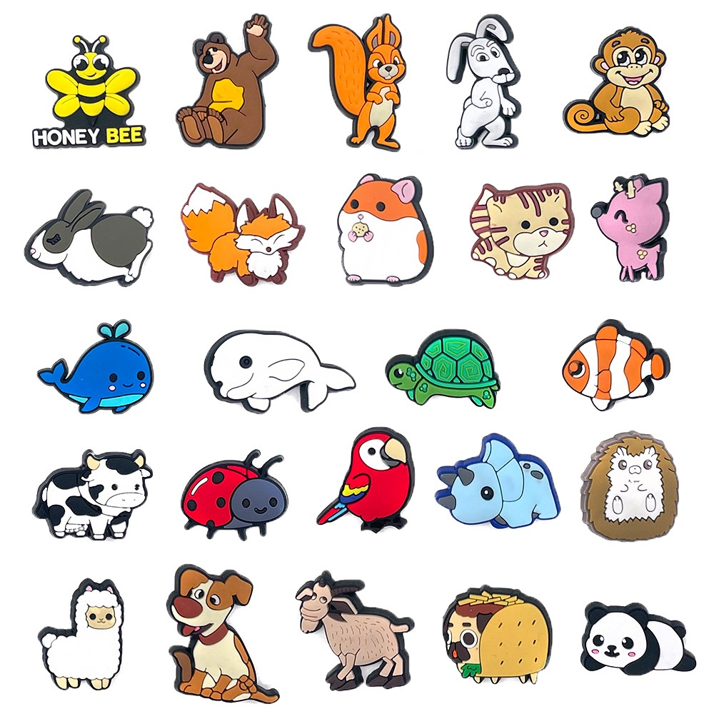 24 Estilos Critter Cartoon Tênis Encantos Sandálias Pingente Botão Original Sapato Clog Pins Presentes Para Amigos