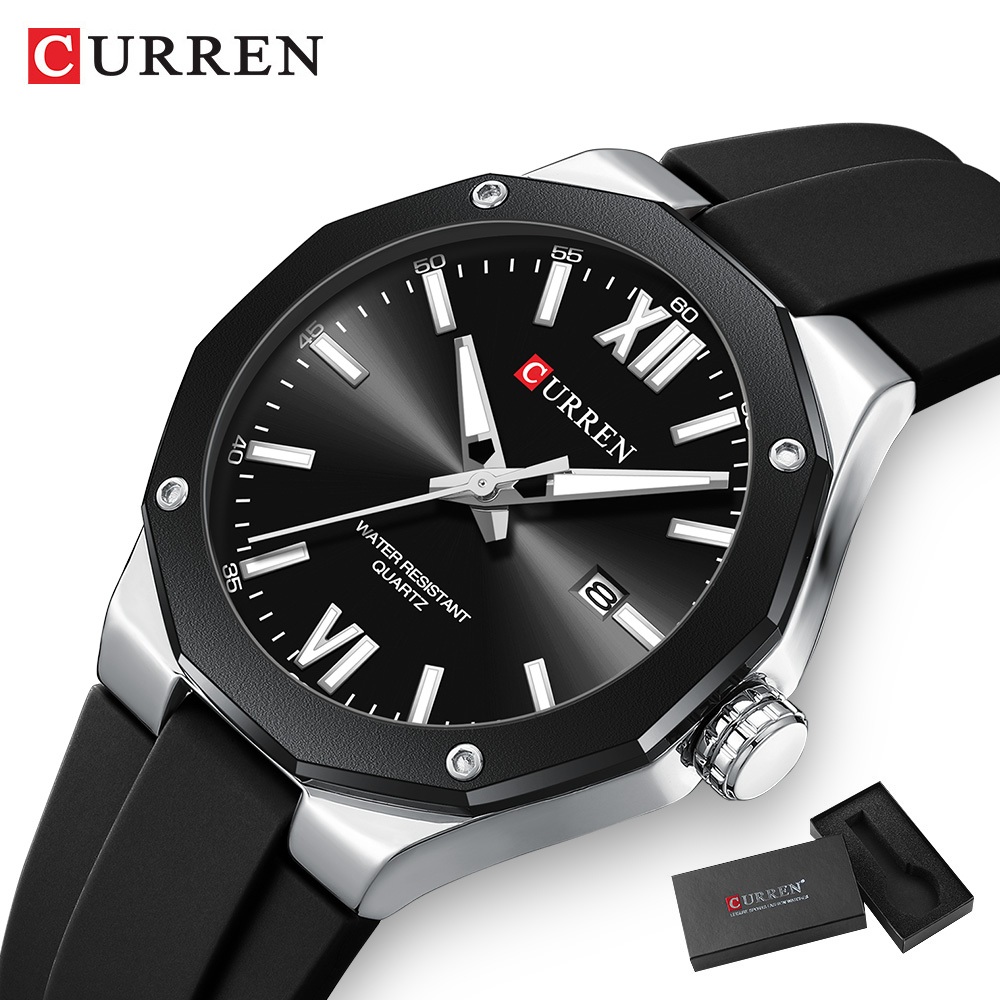 Relógio Masculino CURREN Marca Original Pulseira De Silicone Moda Simples Casual Quartzo Analógico 8465 L