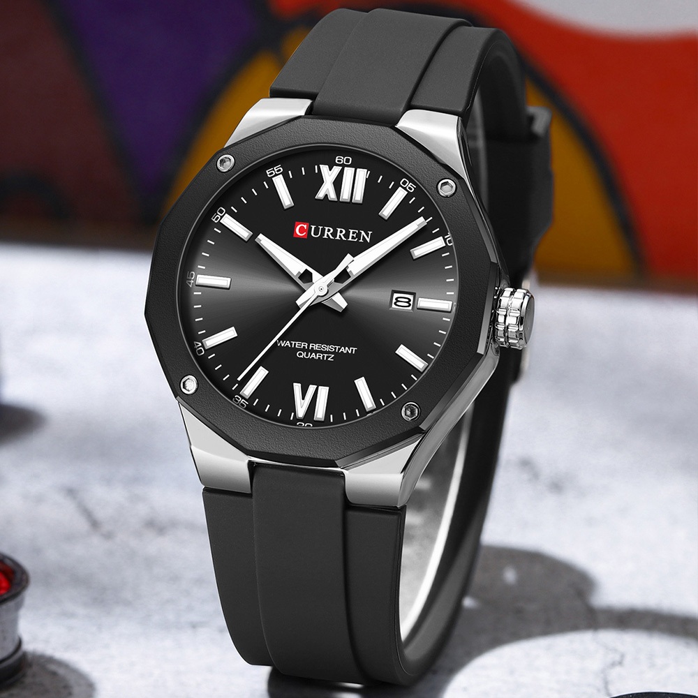 Detalhes do Relógio Masculino CURREN Marca Original Pulseira De Silicone Moda Simples Casual Quartzo Analógico 8465 L