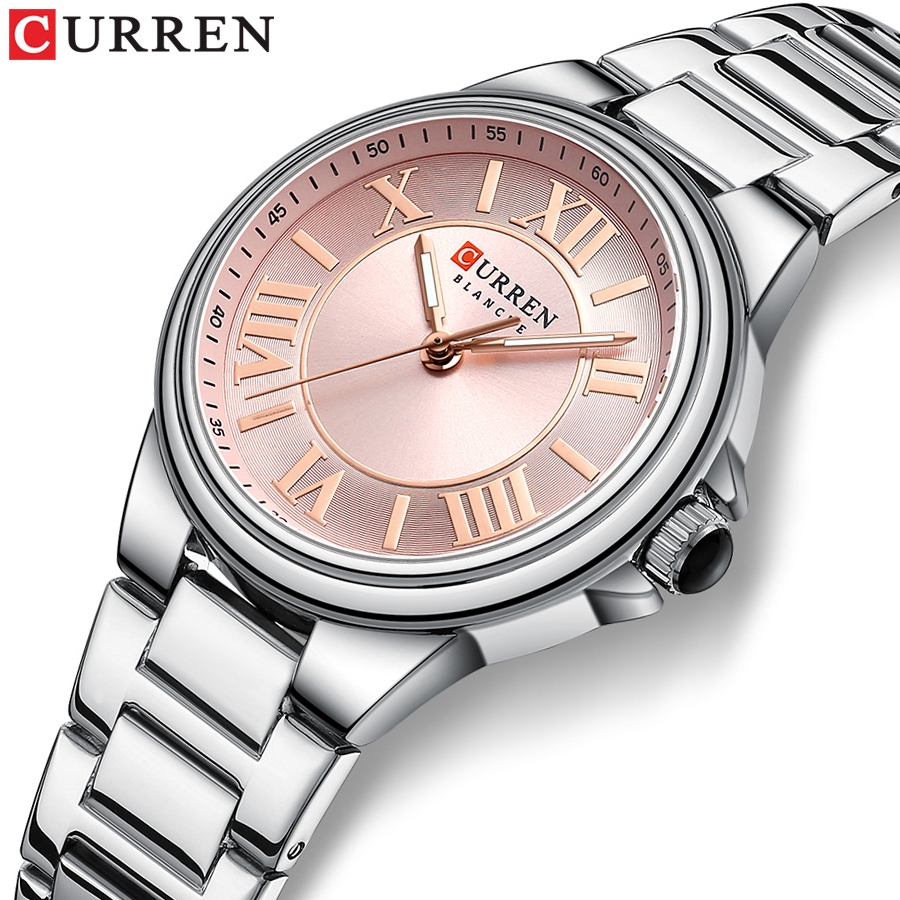 CURREN Relógio Feminino Moda Pulseira De Aço Inoxidável Luminoso Simples Negócios Casual Esportes Quartzo 9091 XS