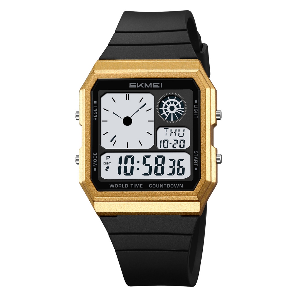 SKMEI 2347 Moda Lazer Esportes Homem À Prova D'água Dual Display Cronógrafo Alarme Data El Light Contagem Regressiva ABS
