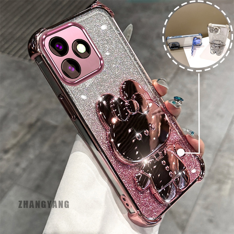 Capa Para infinix smart 8 hot 40i Pó Espumante Quatro Cantos Galvanoplastia anti Queda De Telefone Estética Desenho Anim em Oferta na Shopee