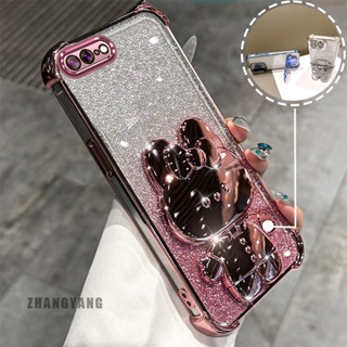 Capa Para iPhone 7 Plus 8 Pó Brilhante Galvanoplastia De Quatro Cantos De Telefone anti-Queda Estética Desenho Animado 3 em Oferta na Shopee