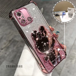 Capa Para Redmi 12c Pó Espumante Quatro Cantos Galvanoplastia anti Queda Caso De Telefone Estético Dos Desenhos Animados