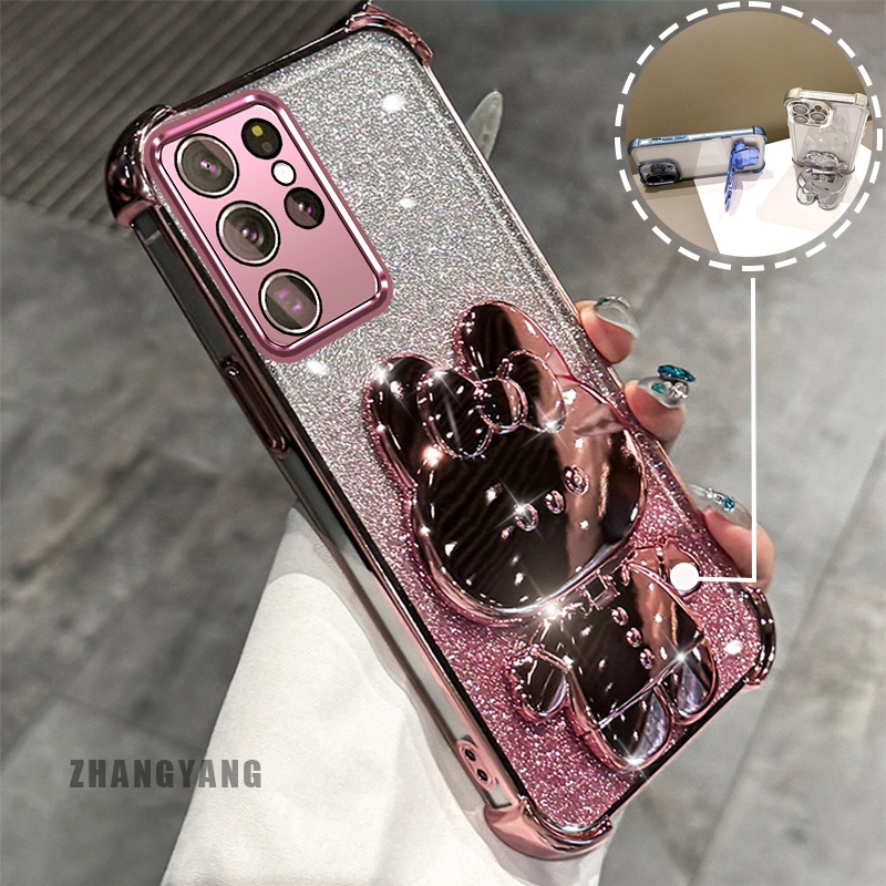 Capa Para Samsung S23 S23 Plus S23 Ultra S23 FE Pó Brilhante Galvanoplastia De Quatro Cantos De Telefone anti-Queda Esté