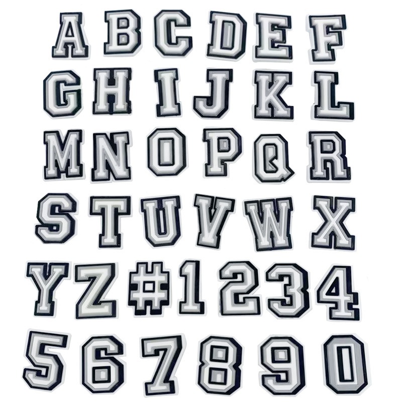 37 Estilos Versáteis Números Preto E Branco Letras Tênis Da Moda Encantos Sandálias Pingente Botão Original Sapato Taman
