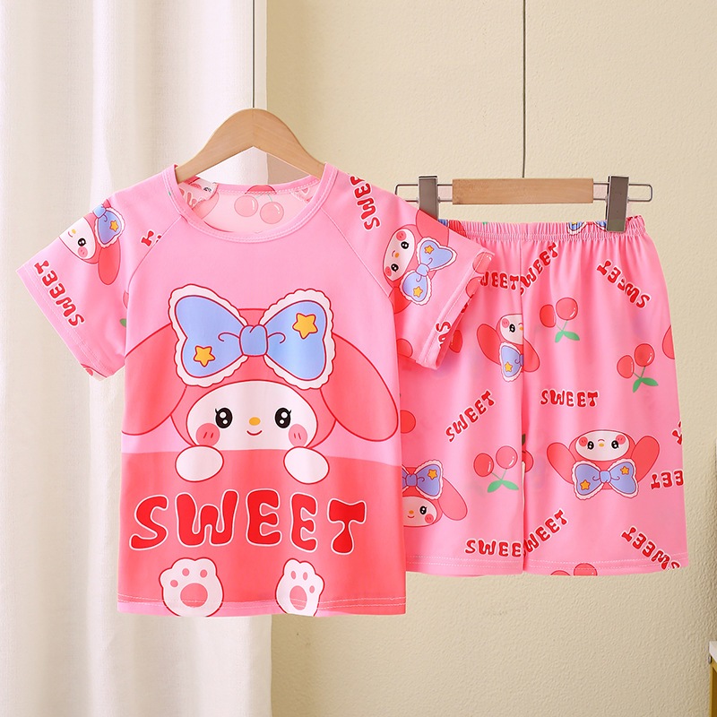 Pijamas infantis Meninas Confortáveis Desenhos Animados Princesa Homewear Shorts de Manga Curta Terno