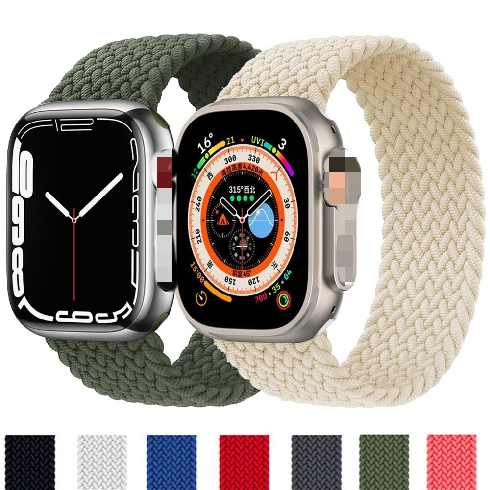 Pulseira Elástica Trançada De Nylon Para Relógio Apple Ultra Band 49mm 44mm 40mm 45mm 41mm 42mm 38 mm Iwatch Série 8 7 6 SE 3