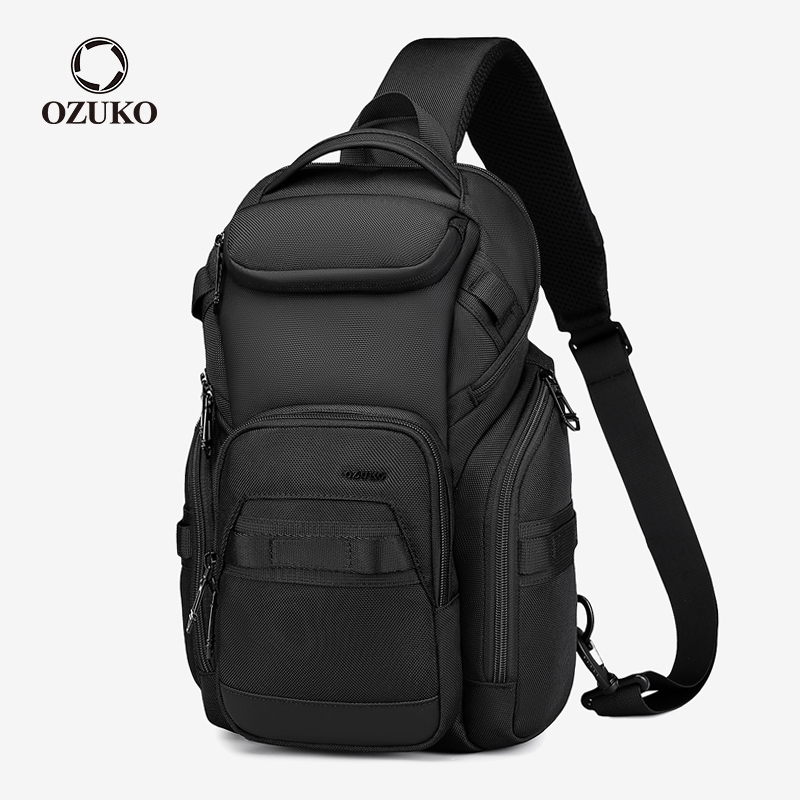 OZUKO Ombro Bolsa Masculino Grande Capacidade Multi Bolsos Resistente À Água Crossbody Sling Bolsas