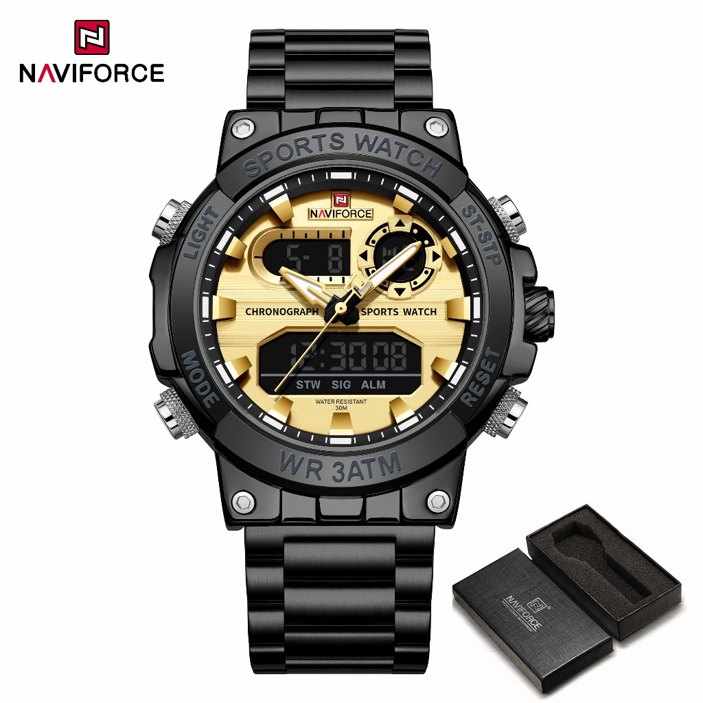 NAVIFORCE 9237 Relógio Masculino Luminoso Com Data Multifuncional À Prova D'água Para Esportes Ao Ar Livre