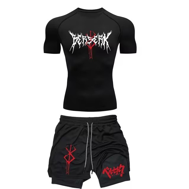 Conjunto De Compressão Anime Berserk Camiseta Masculina De Fitness Shorts De Corrida Respiráveis Roupas Esportivas De Se em Oferta na Shopee