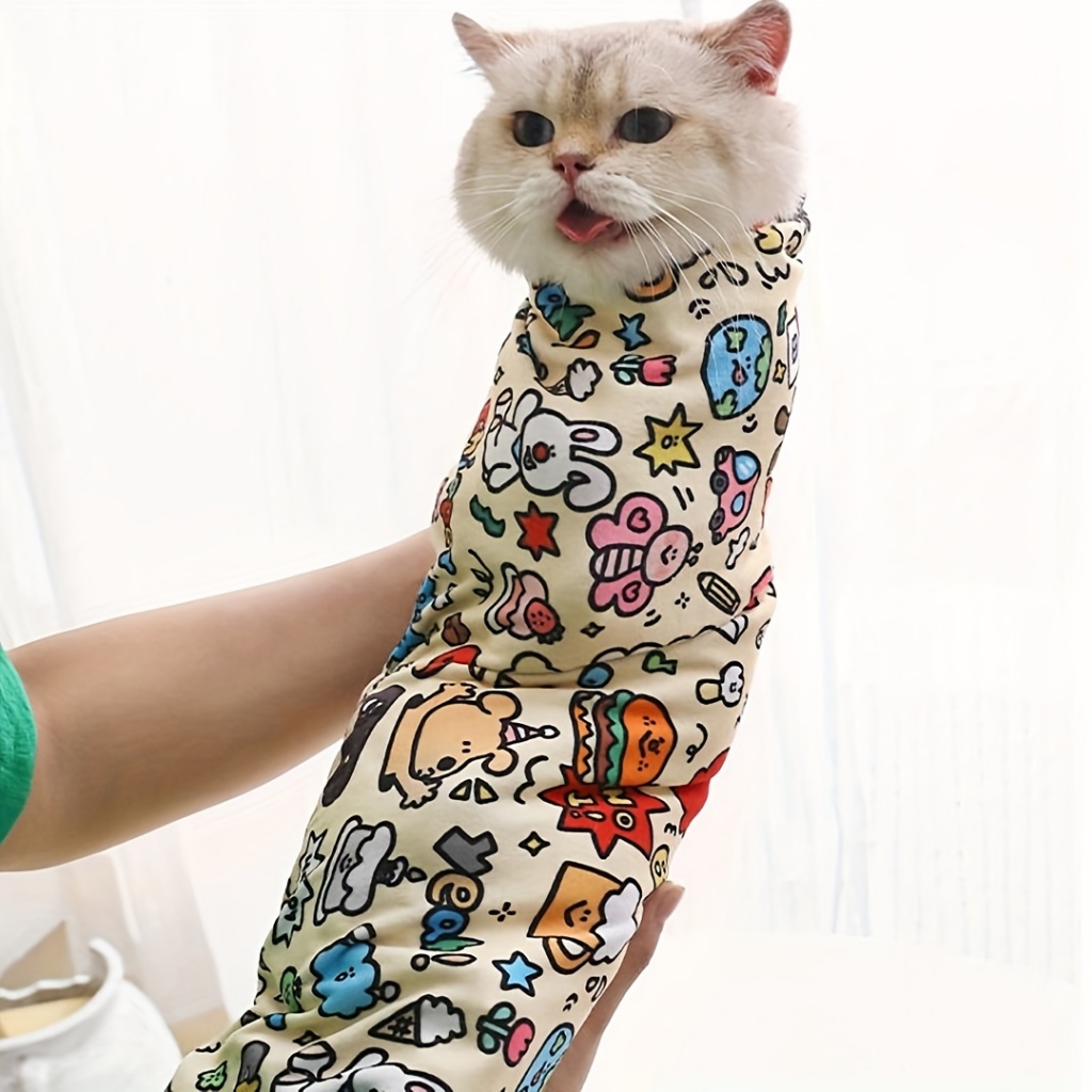 Chatoll Cat Grooming Wrap-Manga De Proteção Para Animais De Estimação De Poliéster Macio Medicamentos E Limpeza , em Oferta na Shopee