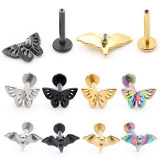 Alisouy 1 Peça De Aço Inoxidável Borboleta Morcego Rosca Interna Tragus Helix Labret Anéis Labiais Cartilagem Brinco Pie em Oferta na Shopee